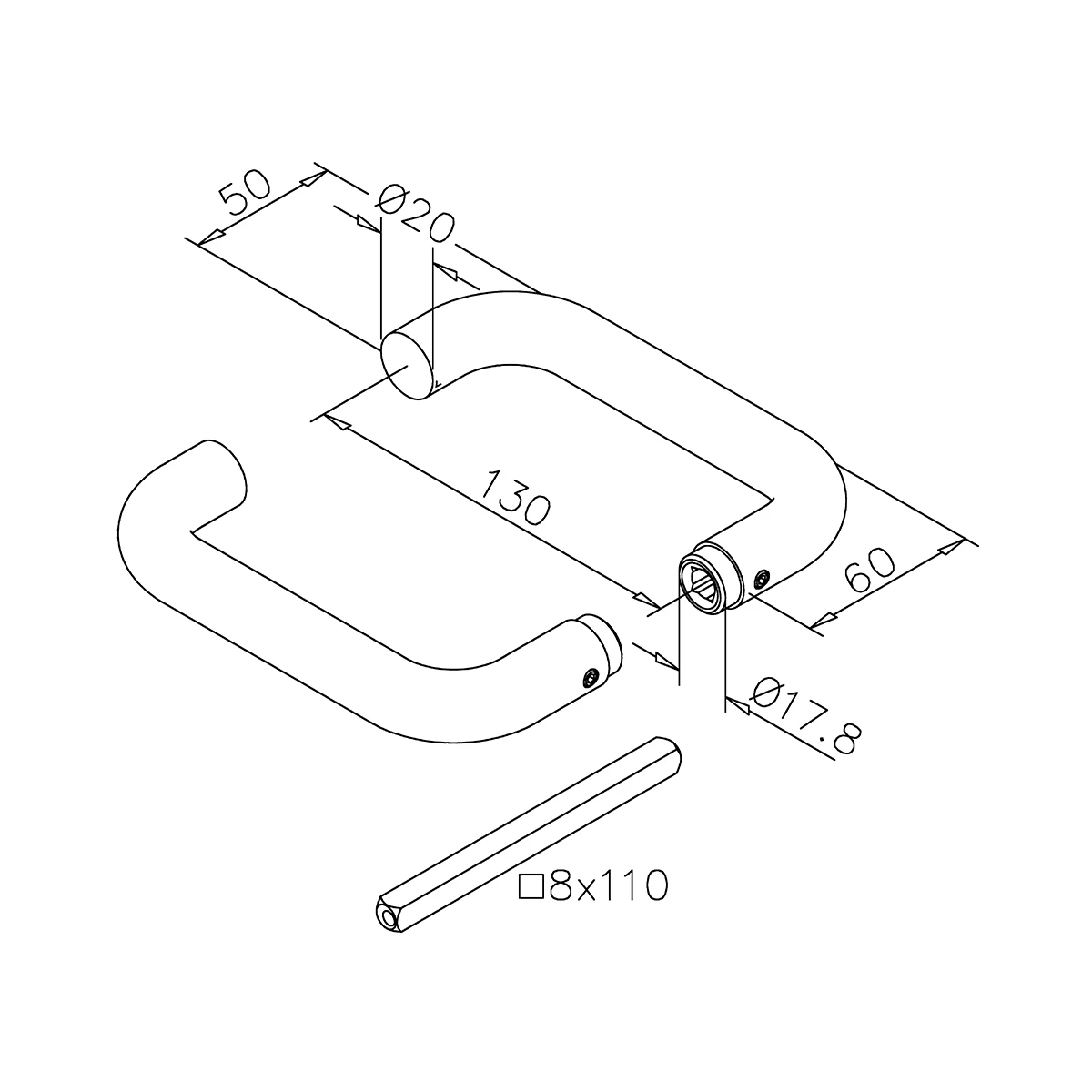 Door handle set, U-shape, 476000020xx Türdrücker-Set, U-Form, 476000020xx