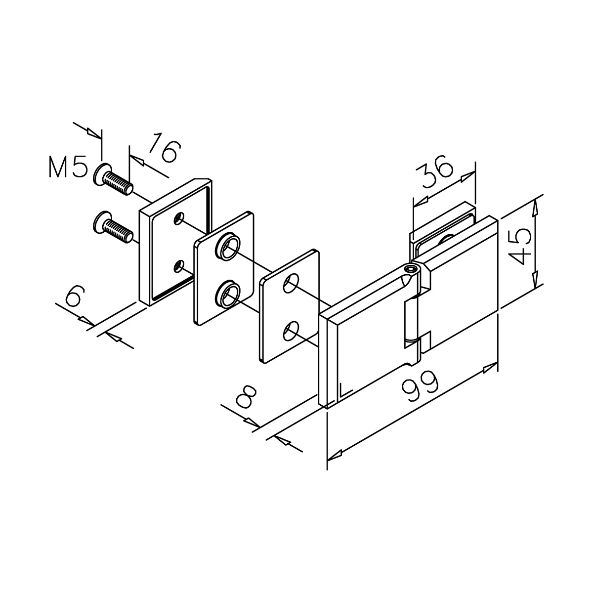 Glastürscharnier, 41030x000xx Glastürscharnier, 41030x000xx