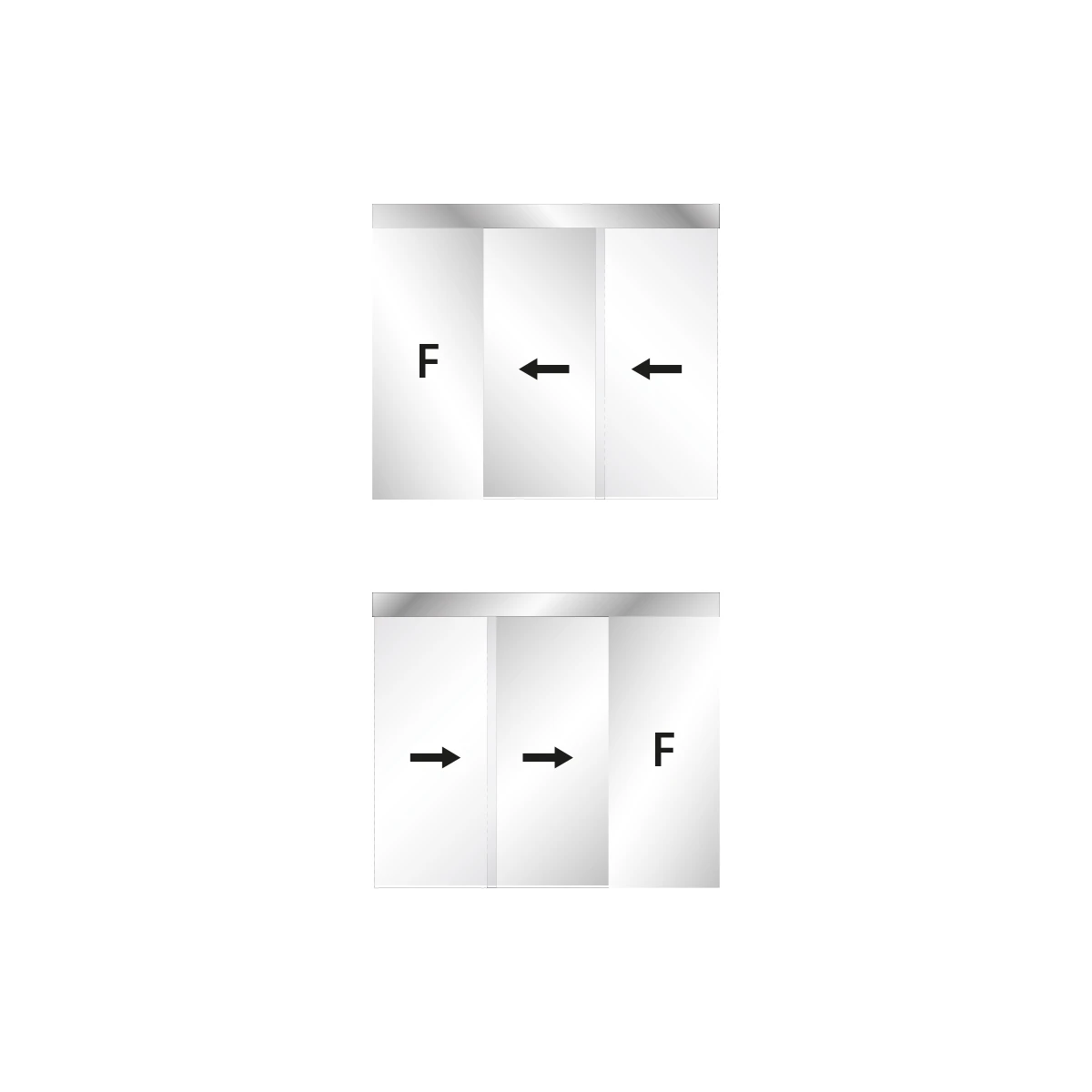 Teleskopisches Schiebetürsystem, 2-läufig, 2913x20x046