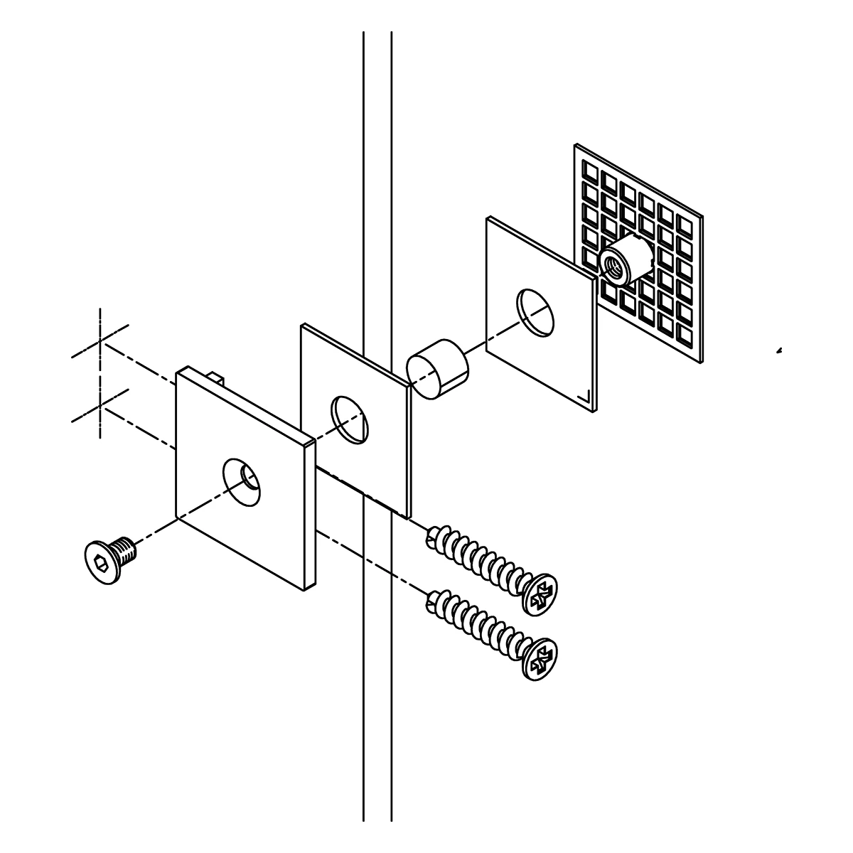 Glasverbinder, 404115090xx Eckiger Glasverbinder, 404115090xx