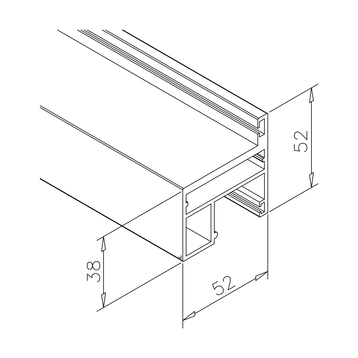 Zargenprofil ohne Dichtungen, 5500 mm, 77495251550-xx