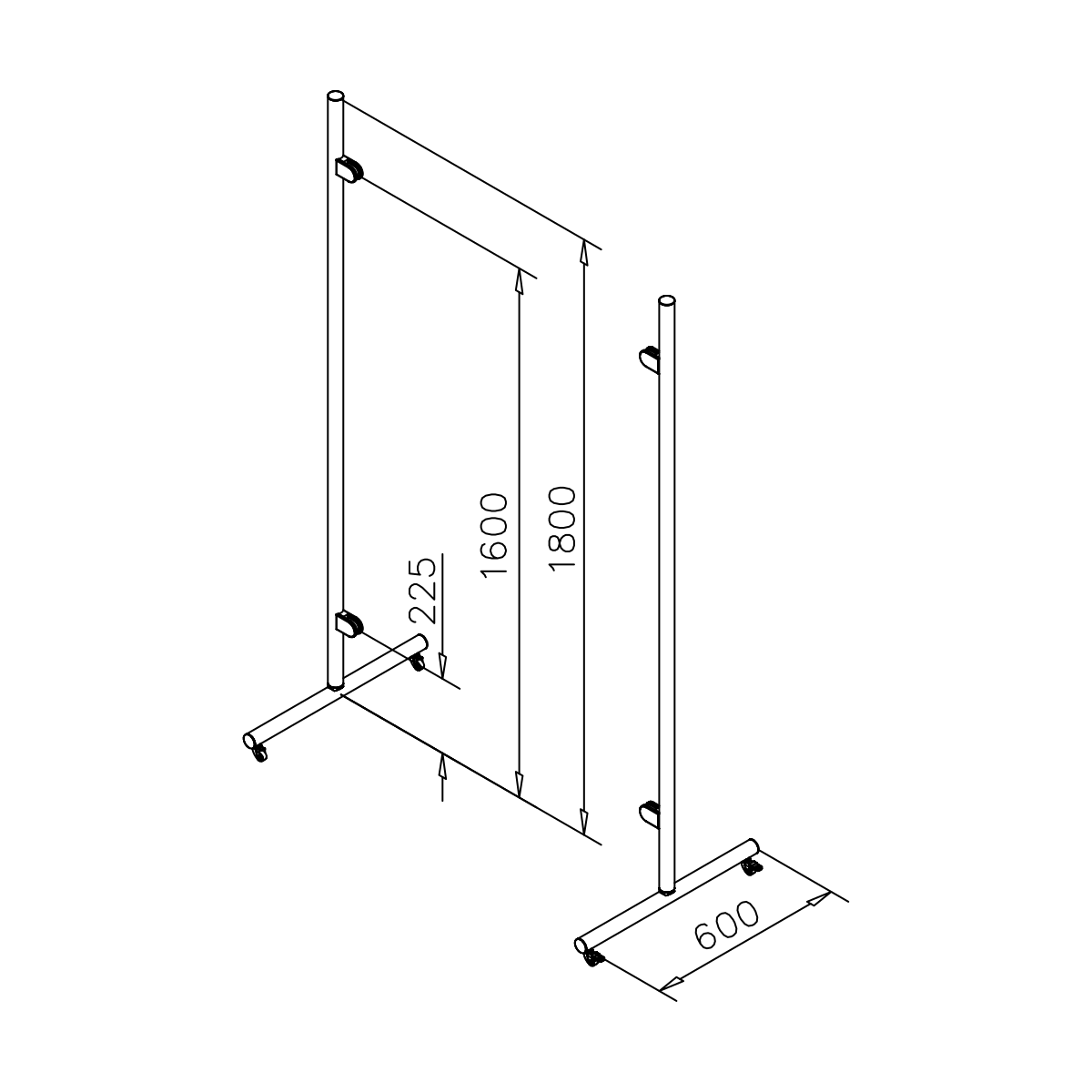 Mobile hygiene protection post with wheels, 208420038xx Mobiler Hygieneschutzwandpfosten mit Rollen, 208420038xx