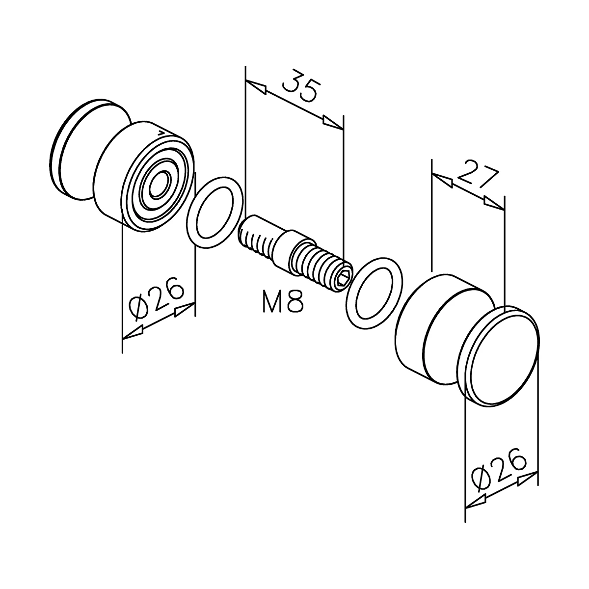 Glastürknopf, zweiseitig, 470102025xx Glastürknopf, zweiseitig, 470102025xx
