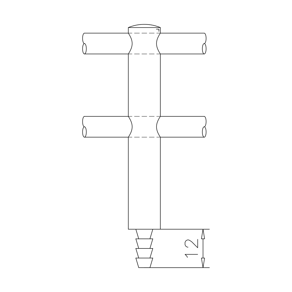 Dubbele middensteun voor montage op hout, 110666xxxxx Doppelte Mittelstütze für Holzmontage, 110666xxxxx