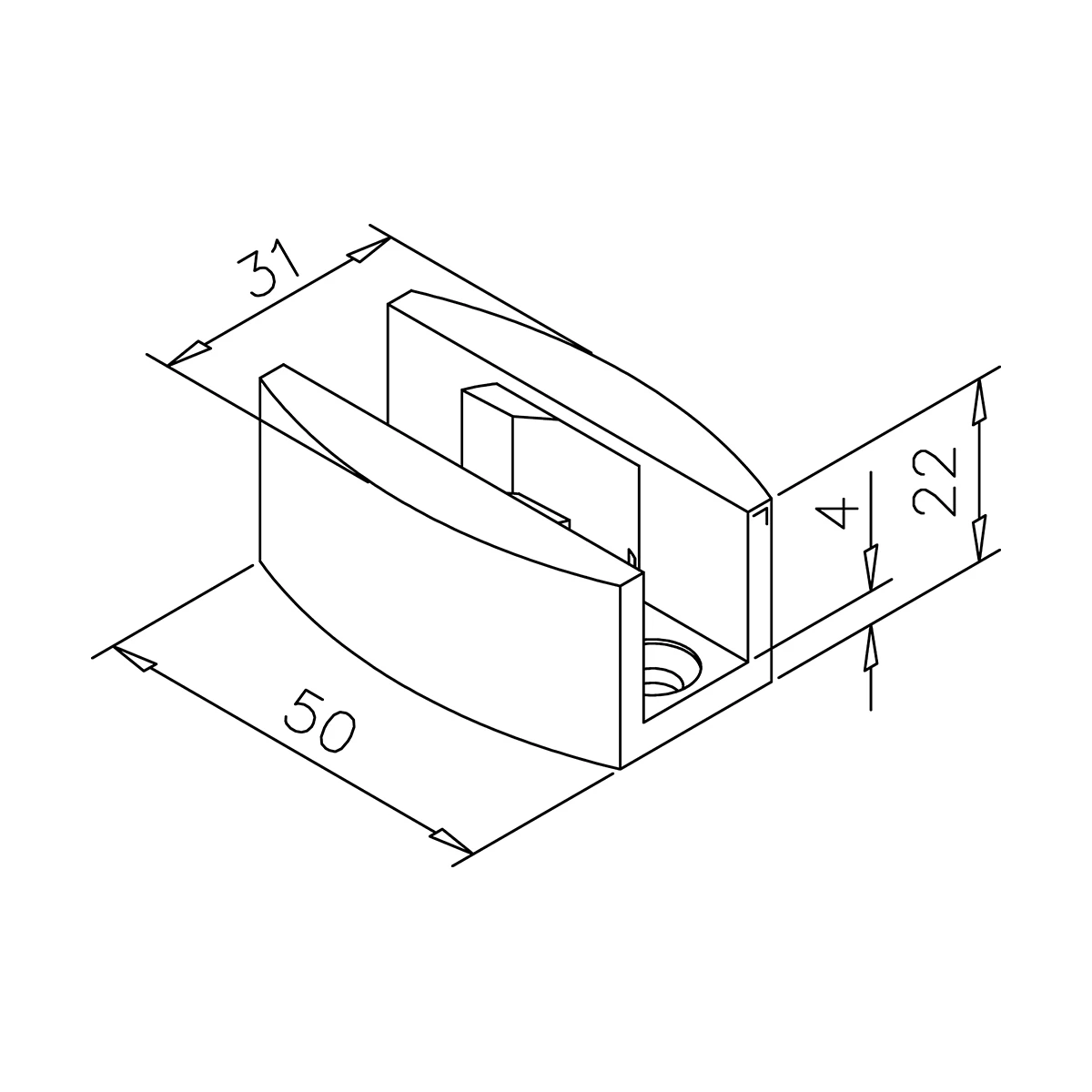 Glasdeurgeleider vloerbevestiging, 77466109000xx Bodenführung für Schiebetür, 77466109000xx