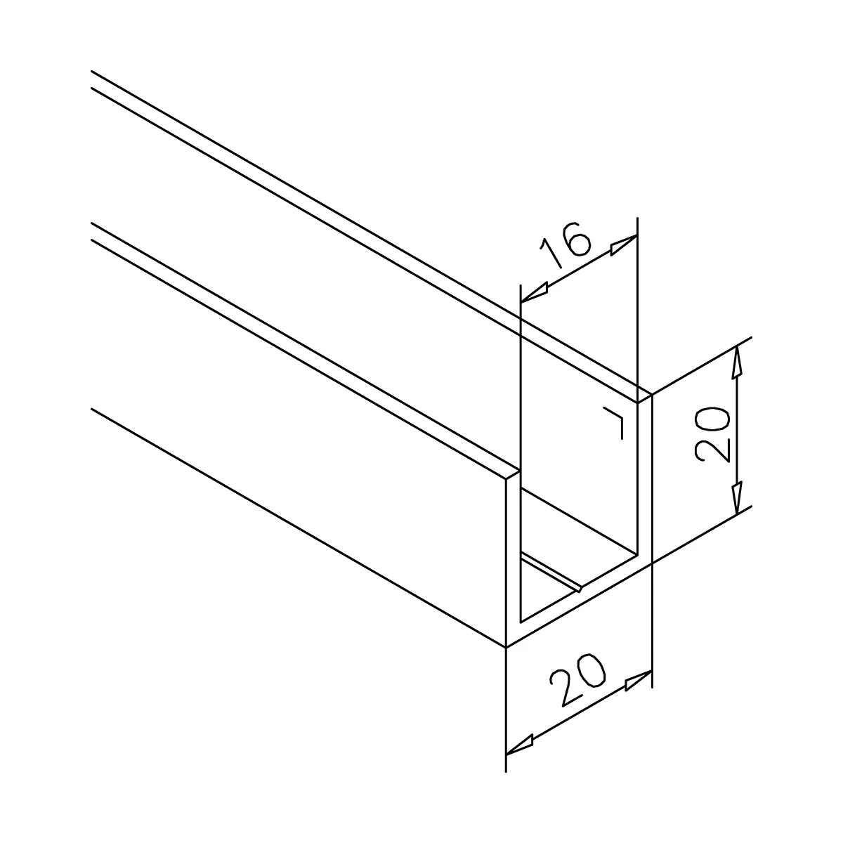 Profilé en U en aluminium à 2 plis, surface sélectionnable acheter à  Versandmetall - Versandmetall