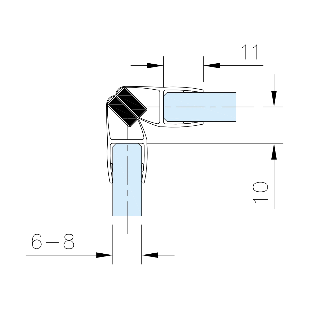 Magnetschließleiste für Glastüren 90° und 180°, 194010090-xx