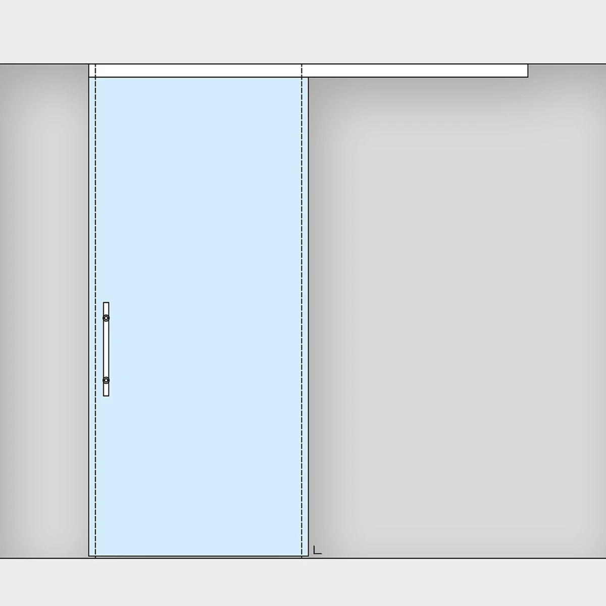 Sliding glass door incl. stopper and floor guide, 295070xxxxx Schiebetür aus Glas inkl. Stopper und Bodenführung, 295070xxxxx