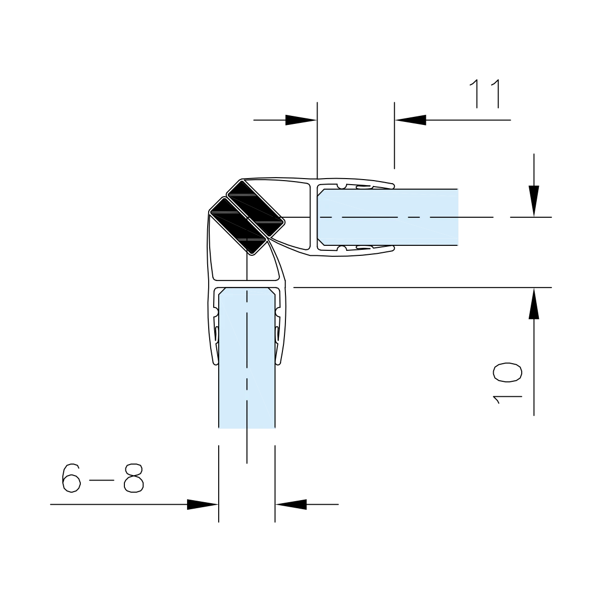 Magnetschließleiste für Glastüren 90° und 180°, 194010090-xx