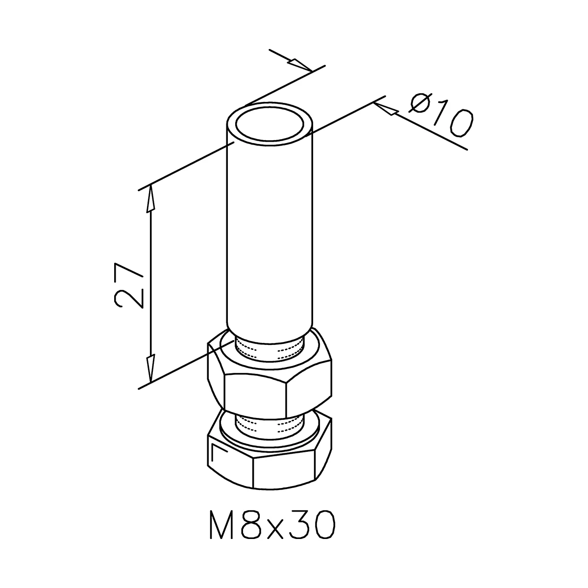 Safety bolt for canopy wall clamping profile 1300 Faria / Farida, 7744130900000 Sicherungsbolzen für Wandklemmprofil Faria / Farida, 7744130900000