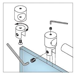 Glass holder open for tube Ø 19,0 mm, 400835019xx Glashalter offen für Rohr Ø 19,0 mm, 400835019xx