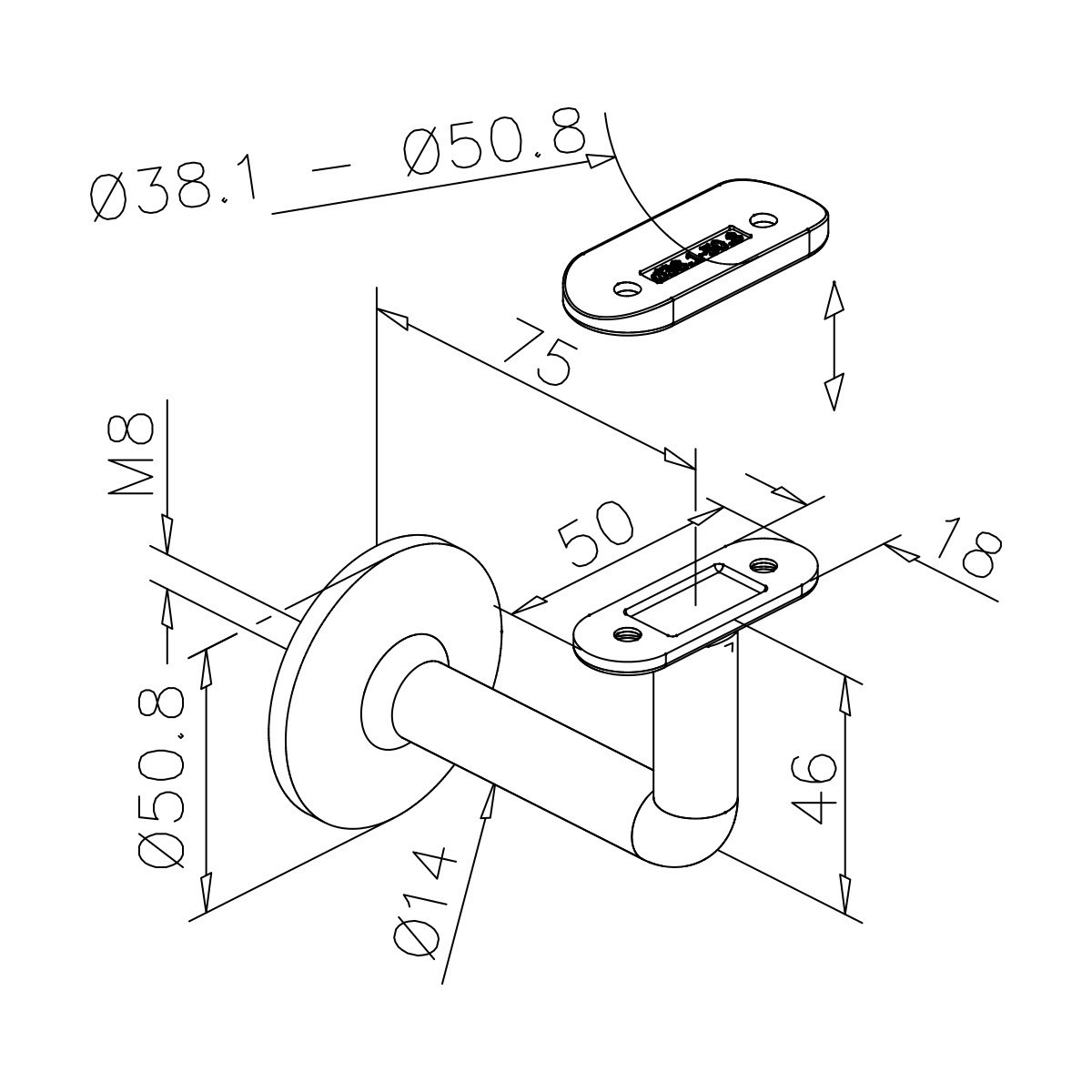 Handlaufstütze, 110120xxxxx Handlaufstütze, 110120xxxxx