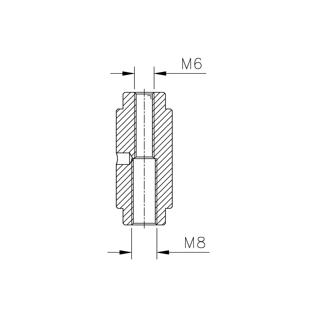Innenkern mit M8 Gewinde für Rohr zum Einkleben, 1209100xx00 Innenkern mit M8 Gewinde für Rohr zum Einkleben, 1209100xx00