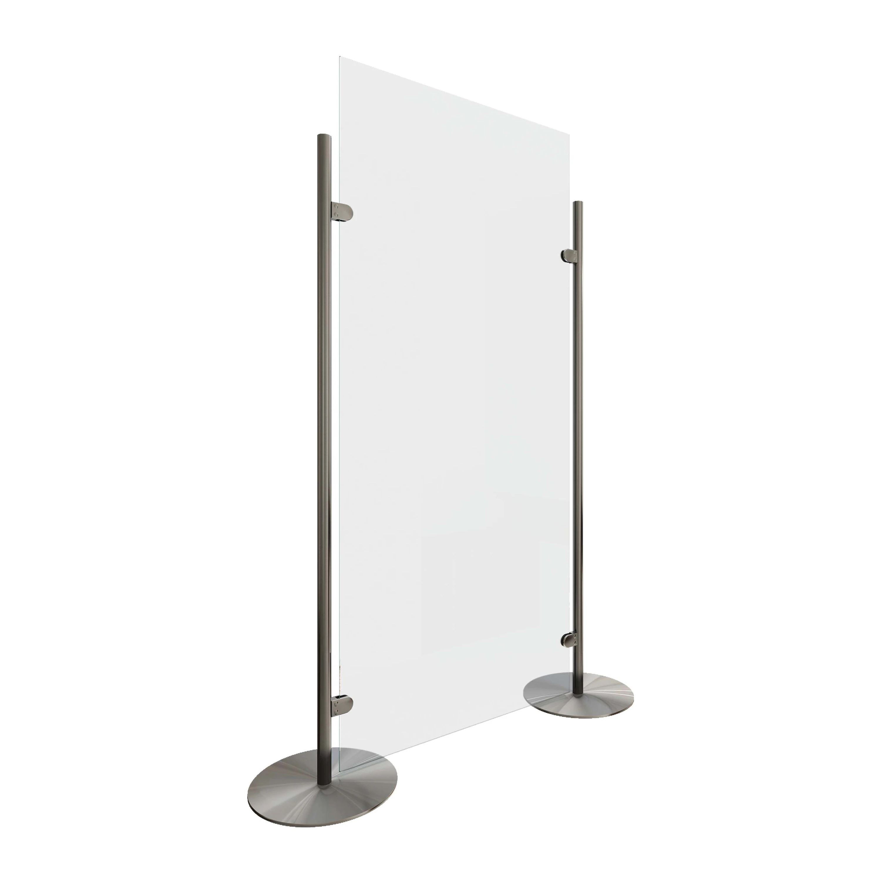 Mobiele hygiene beschermingswand met ronde basis, 7720845003820 Mobile Hygieneschutzwand aus Glas mit rundem Fuß, 7720845003820