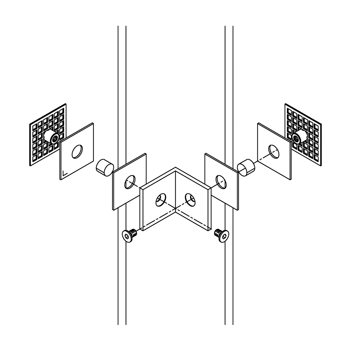 Glass connector 90°, angular, 404012090xx Glasverbinder 90°, eckig, 404012090xx