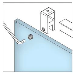 Glass holder open for square tube 20 x 20 mm, 400835420xx Glashalter offen für Vierkantrohr 20 x 20 mm, 400835420xx