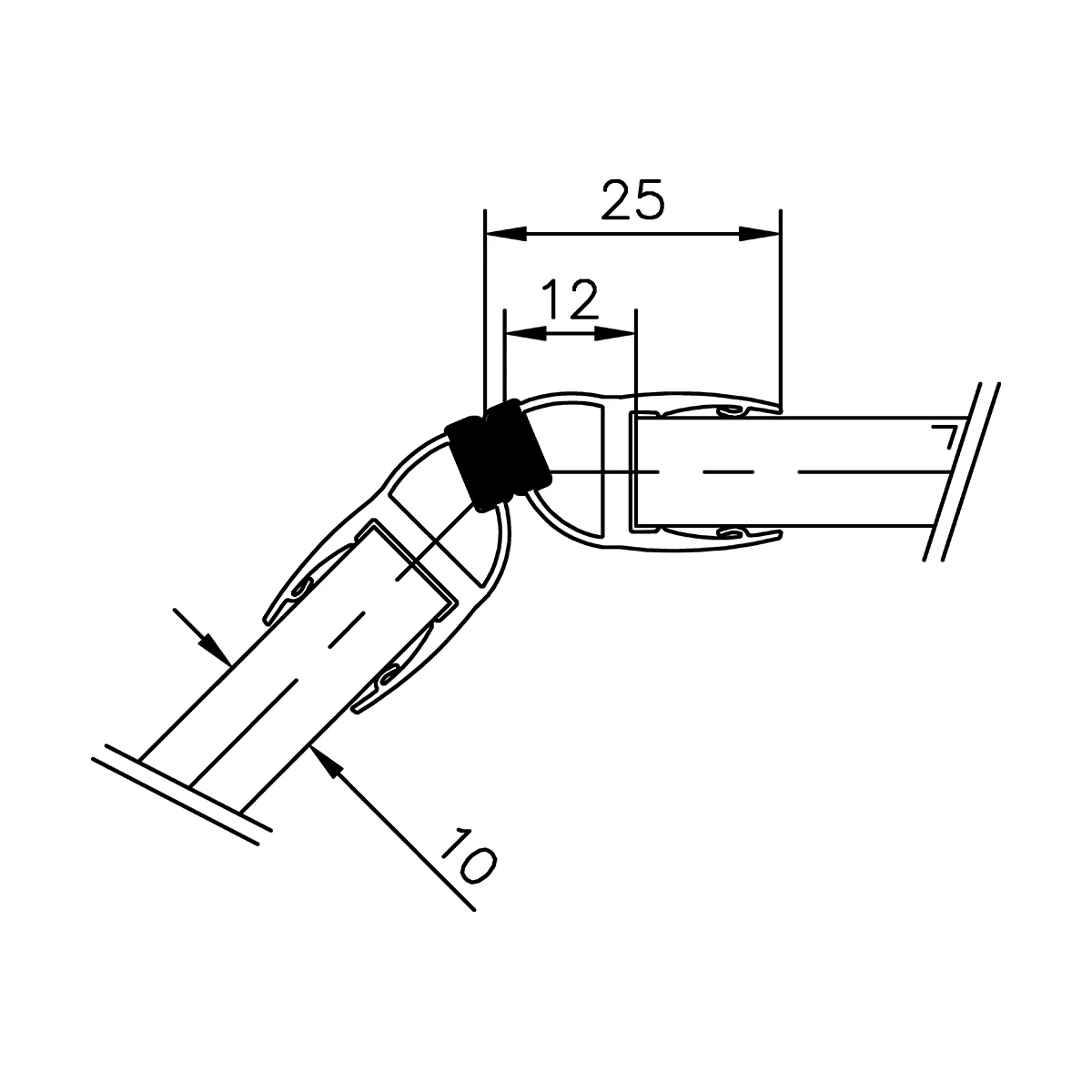 Magnetic seal 135° for glass door, 194010135xx Magnetschließleiste 135° für Glastür, 194010135xx