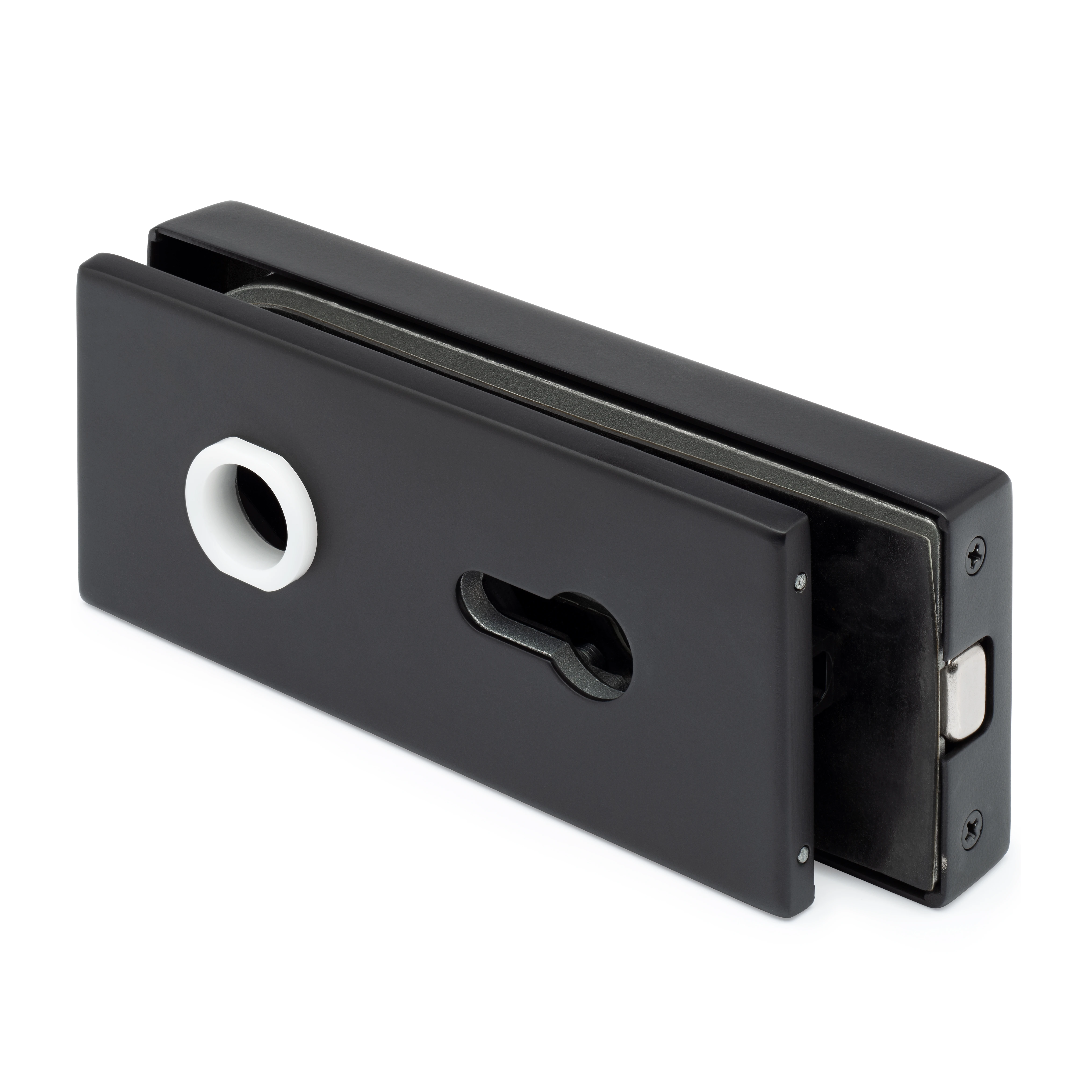 Glass door lock with magnetic latch, lockable, 77452270902 Glastürschloss mit Magnetfalle, verschließbar, 77452270902