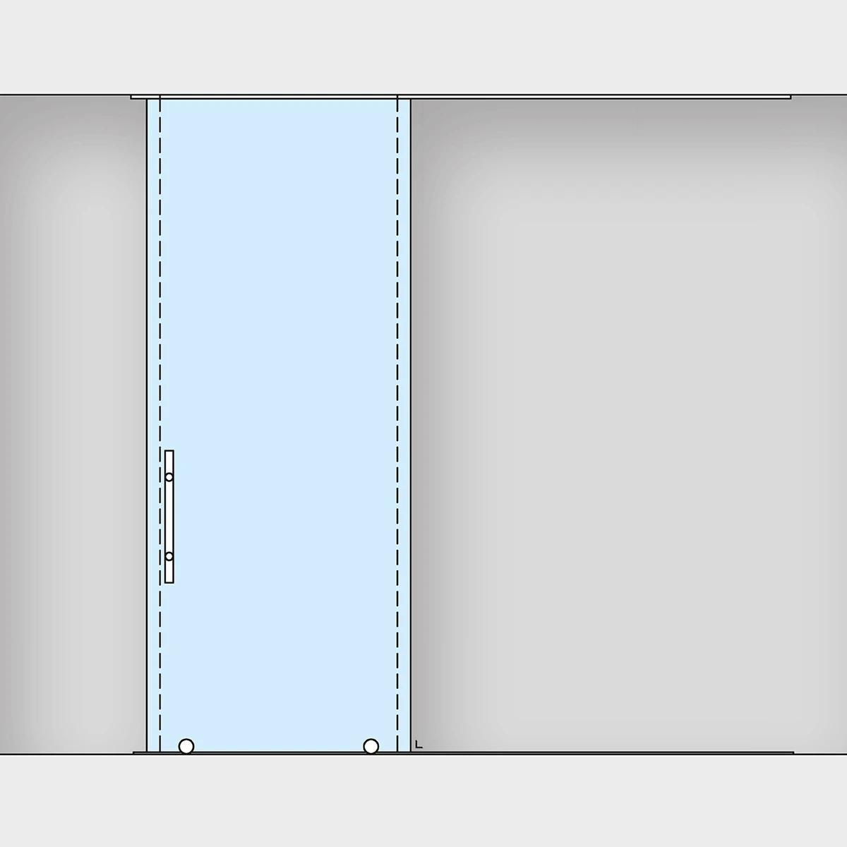 Sliding door on floor rail, 295075xxx12 Schiebetür auf Führungsschiene, 295075xxx12