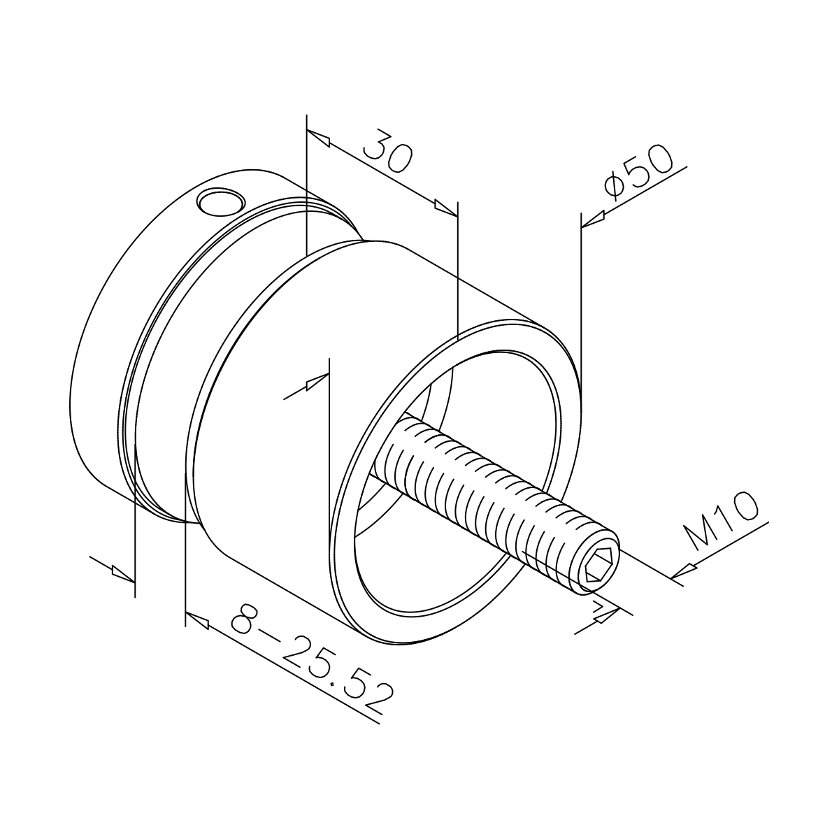 Glass point holder Ø 50 mm, 771107470xx12 Glas-Punkthalter Ø 50 mm, 771107470xx12