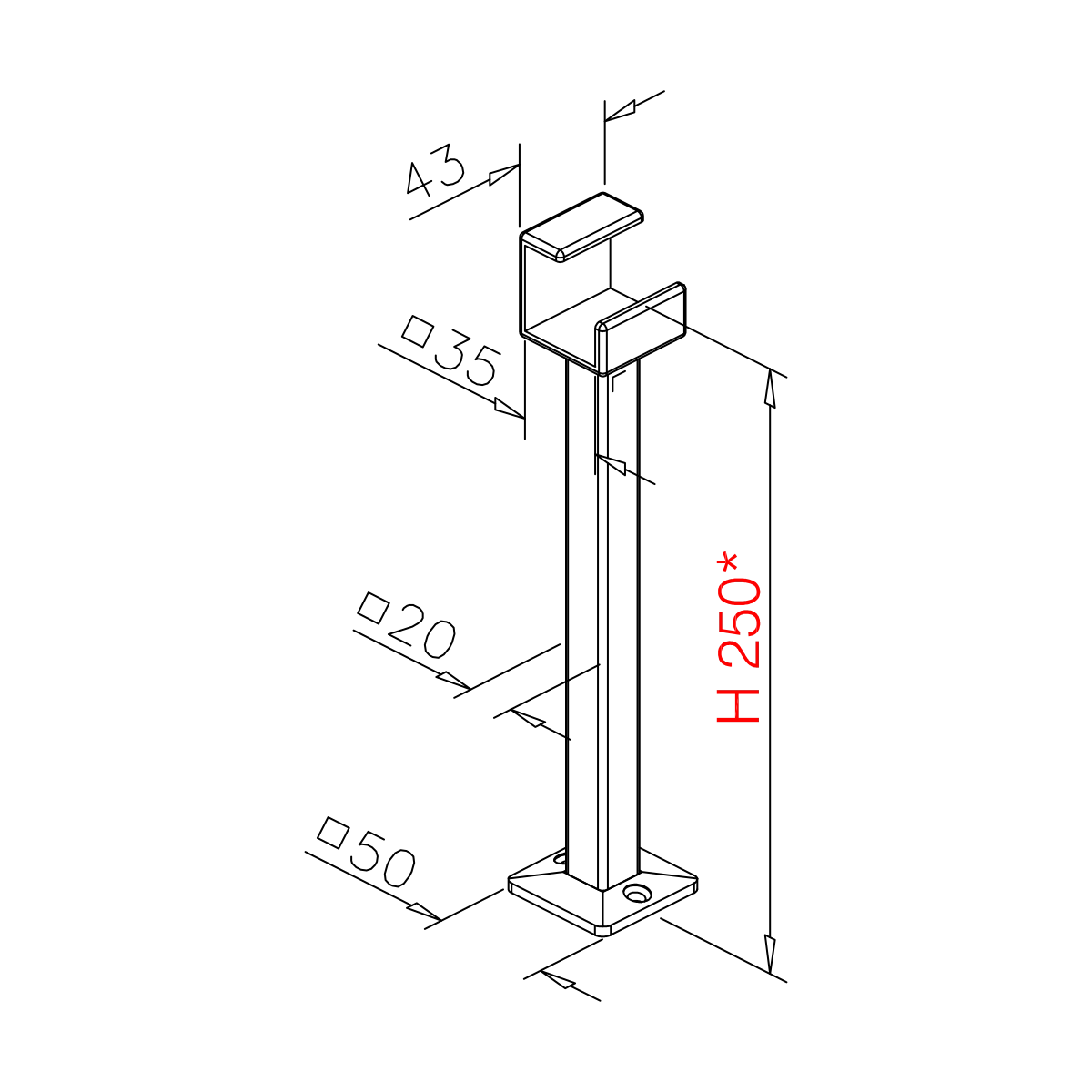 Vierkante buis voetsteun, 7720210043512 Vierkantrohr-Fusslaufstütze, 7720210043512
