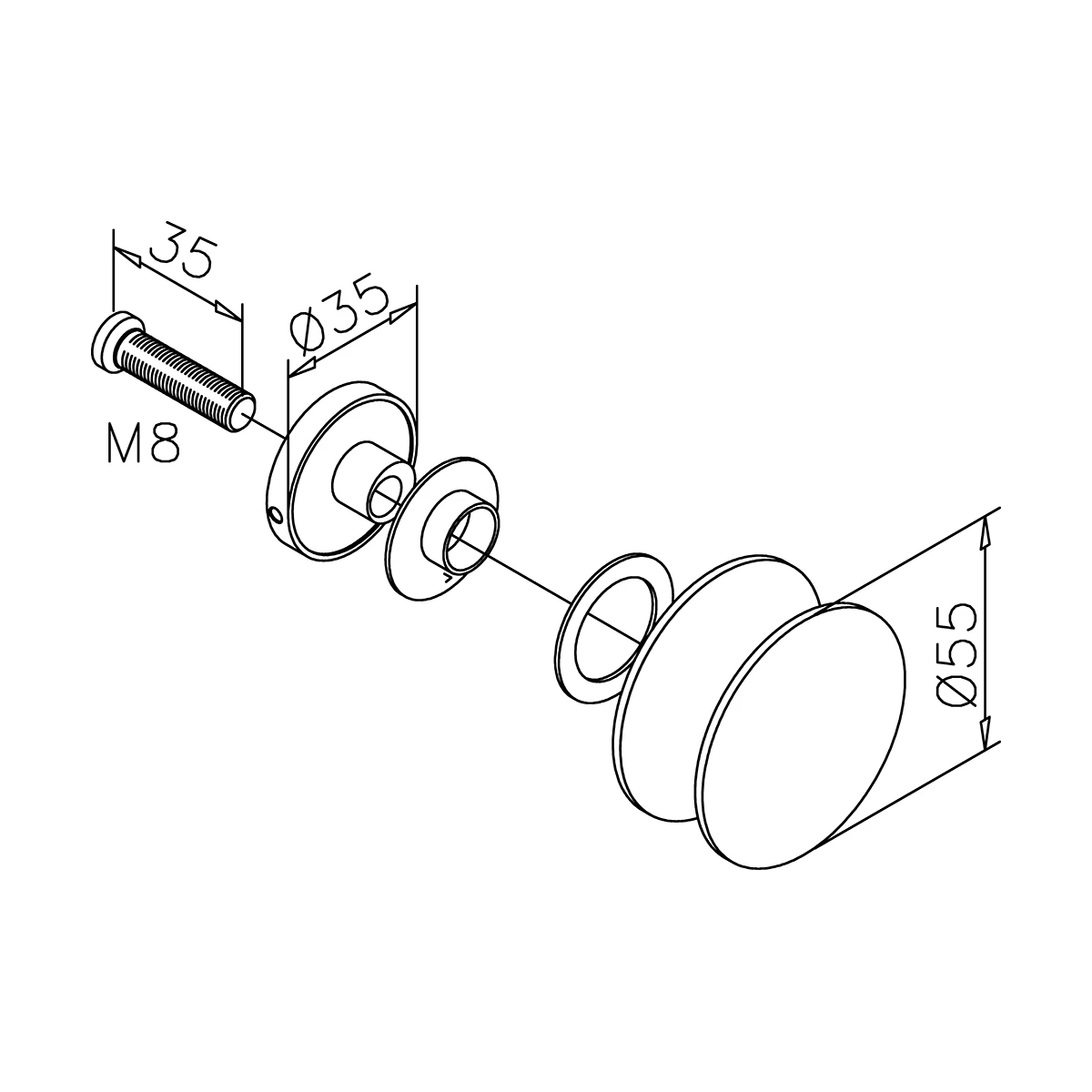 Roller for glass fixation, 7746610400012 Laufrolle für Glasmontage, 7746610400012