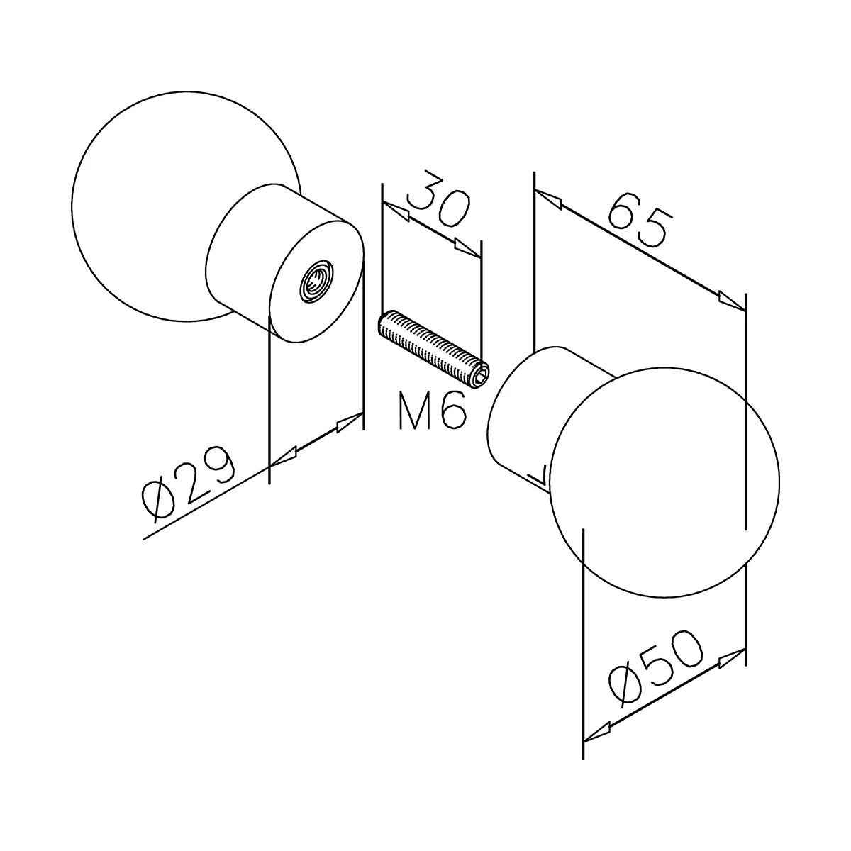 Glastürknopf für Sauna, zweiseitig, 7747011705500 Glastürknopf für Sauna, zweiseitig, 7747011705500