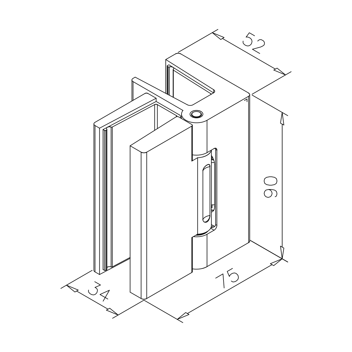 Glastürscharnier zum Klemmen, 77452301xxxxx