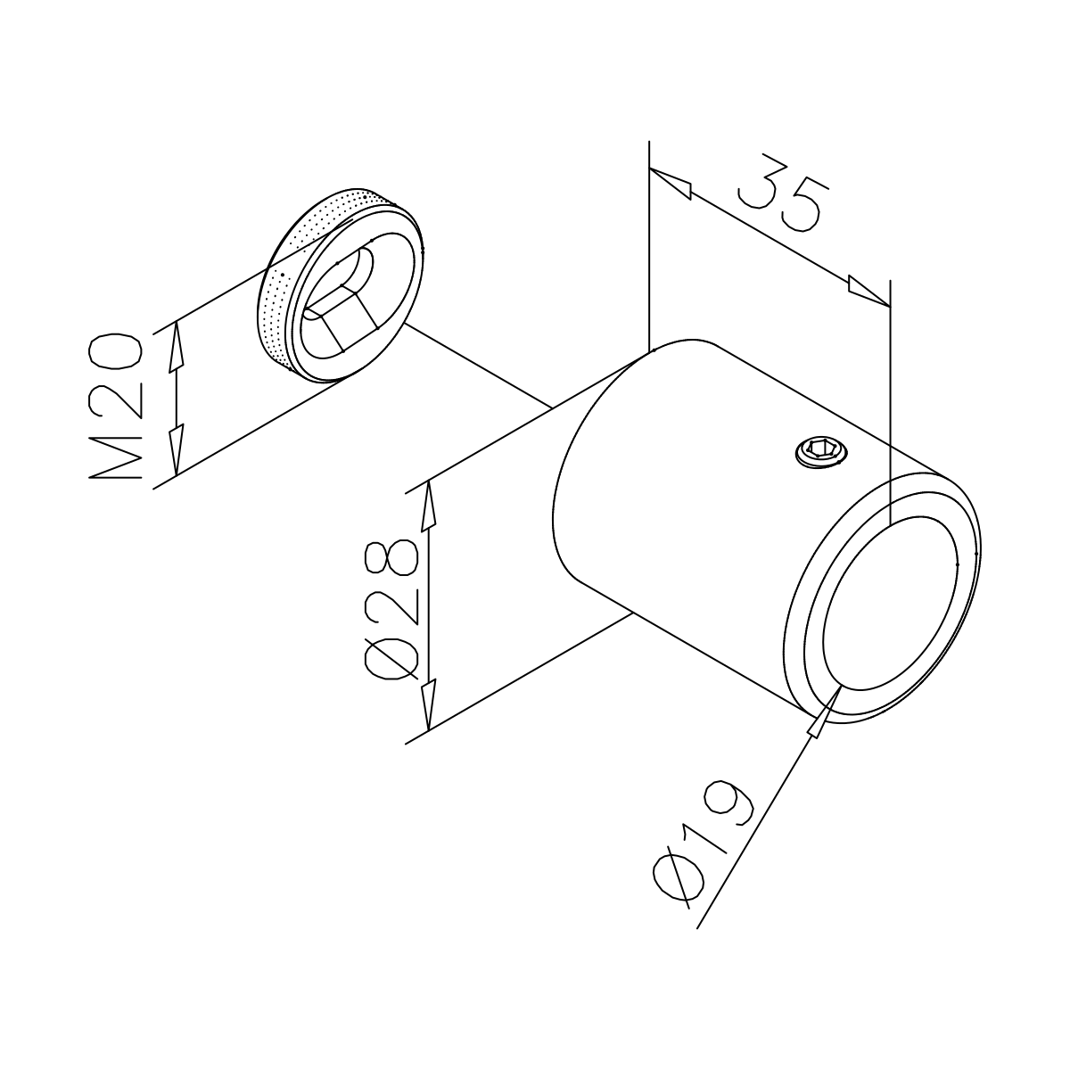 Wandflansch 90° für Rohr Ø 19,0 mm, 400516019xx