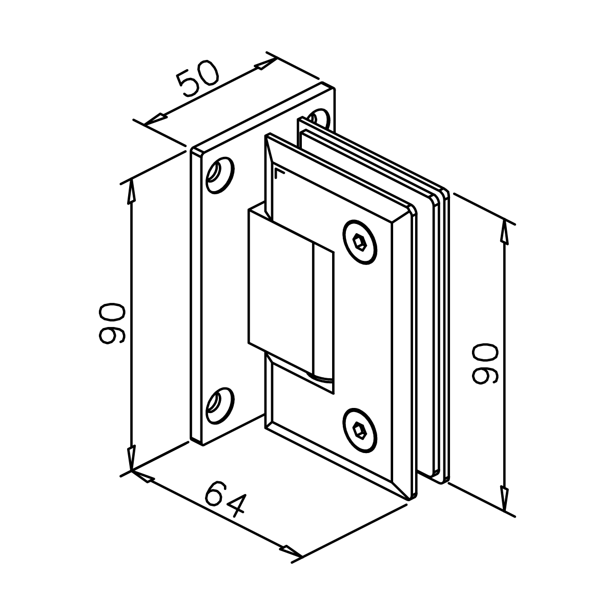 Glass door hinge, 413x12xxxxx Glastür Scharnier, 413x12xxxxx