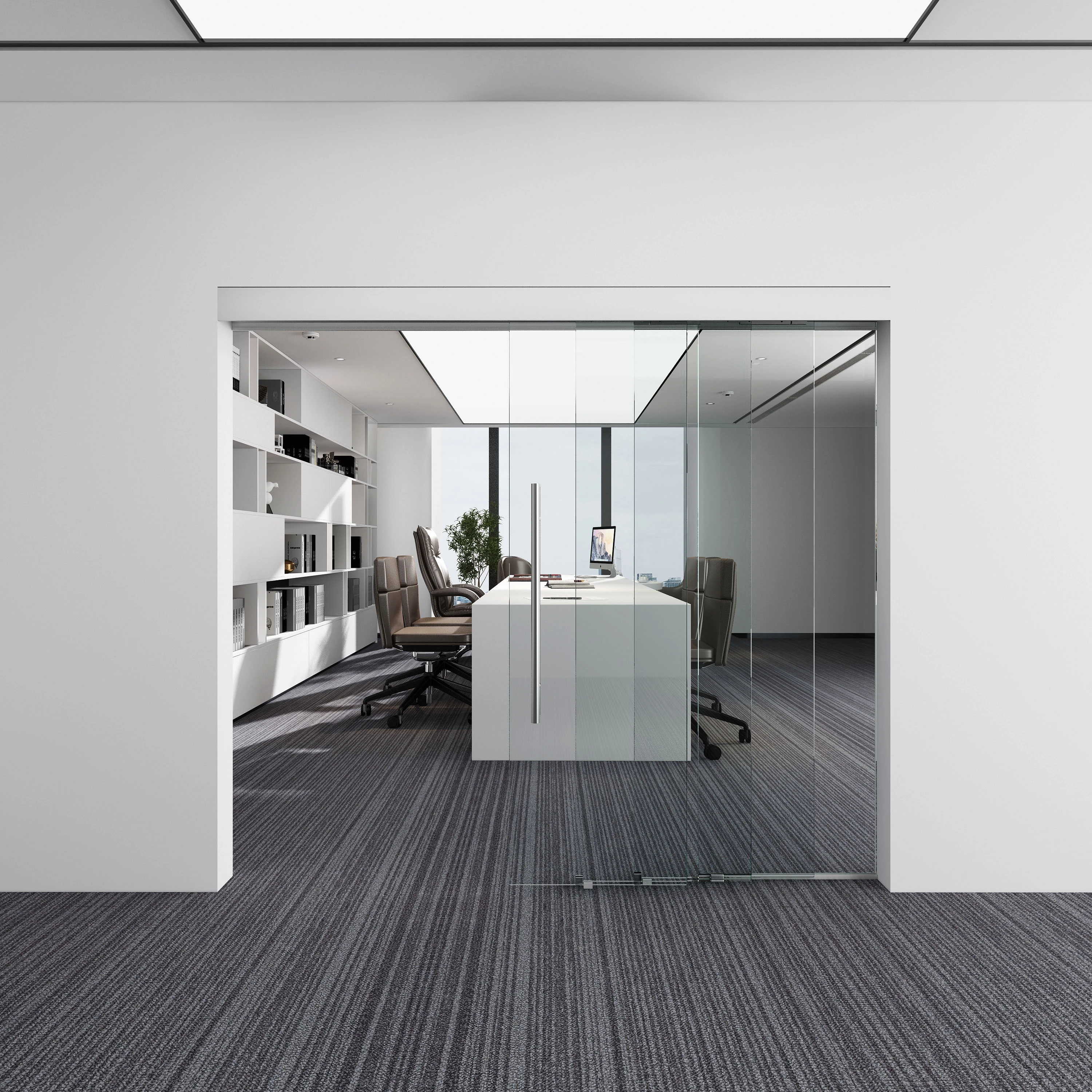 Telescopic sliding door, 3 rails, 2913x30x046 Teleskopisches Schiebetürsystem, 3-läufig, 2913x30x046