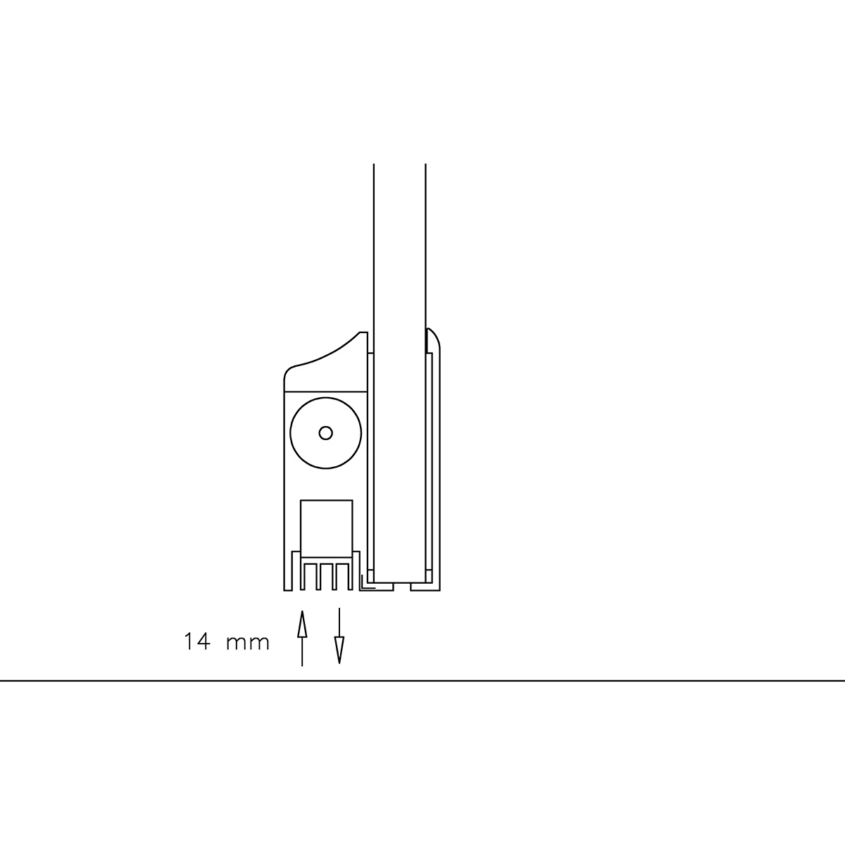 Drop down seal for glass door, self-adhesive, 550x00xxxxx Absenkdichtung für Glastür, selbstklebend, 550x00xxxxx