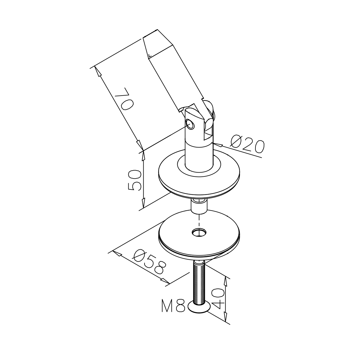 Glas luifel punthouder, 7744020201012 Glasvordach Punkthalter, 7744020201012