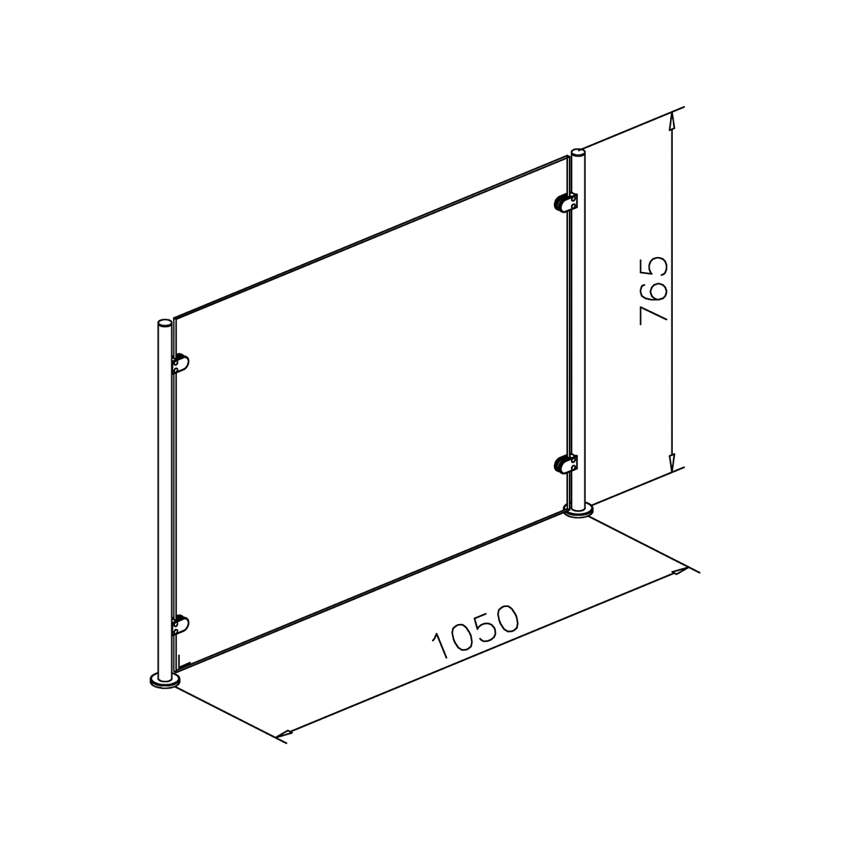 Counter sneeze guard, 20073x025xx Hygieneschutz aus Glas, 20073x025xx
