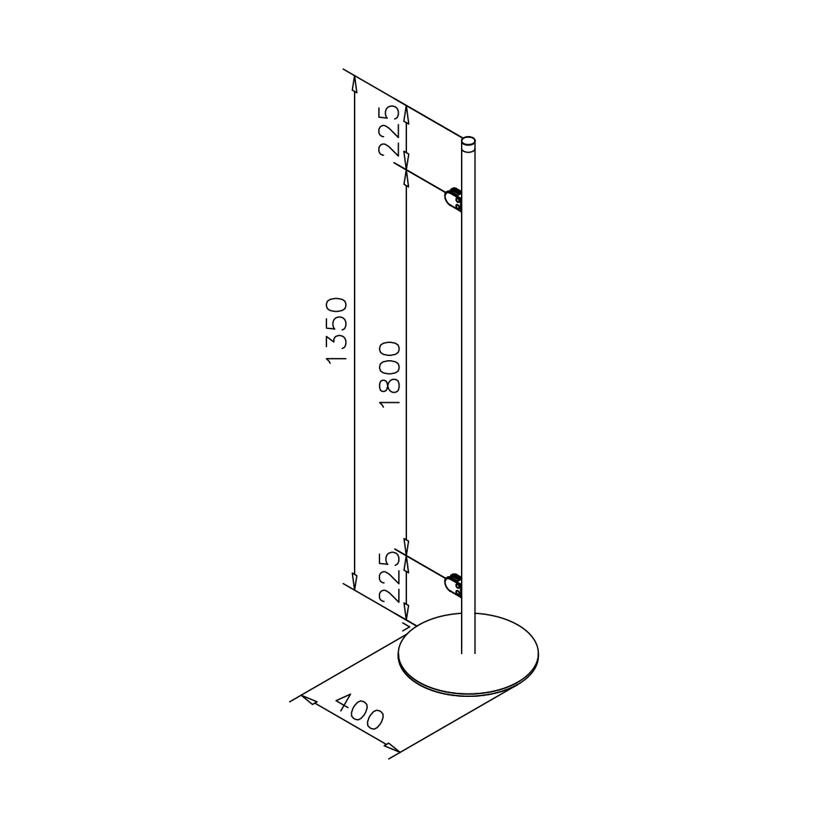Scheidingswand staander met ronde basis, 208451038xx Trennwandpfosten mit rundem Fuß, 208451038xx