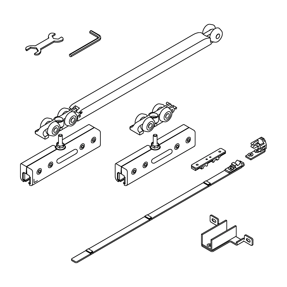 Roller with damper, floor guide and stopper, 7746195000046 Laufwagen mit Dämpfer, Bodenführung und Stopper, 7746195000046