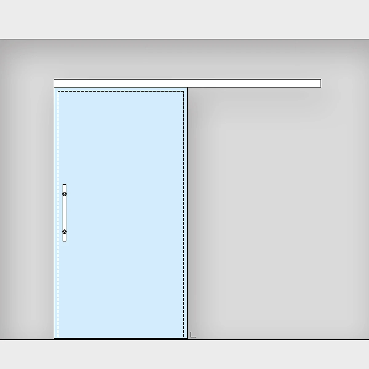 Sliding glass door incl. stopper and floor guide, 295070xxxxx Schiebetür aus Glas inkl. Stopper und Bodenführung, 295070xxxxx