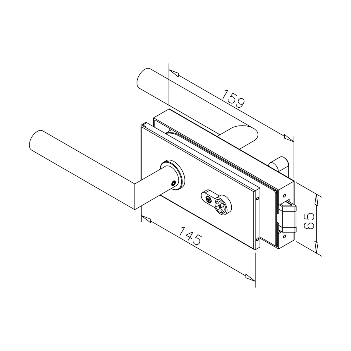 Rechteckiger Schlosskasten mit Drückern für Toilette, 77452260003-xx Rechteckiger Schlosskasten mit Drückern für Toilette, 77452260003-xx