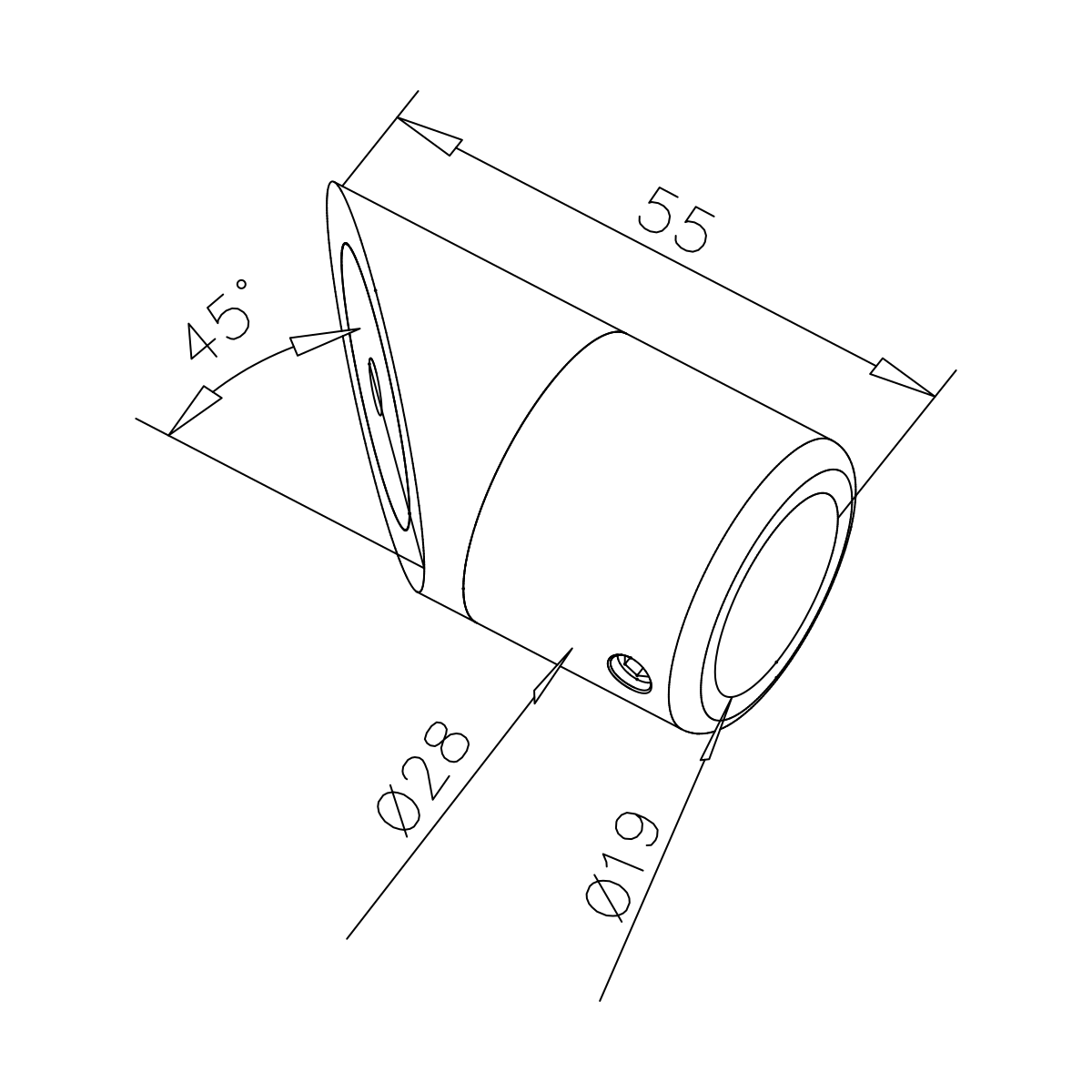 Wandflansch 45° für Rohr Ø 19,0 mm, 400626019xx