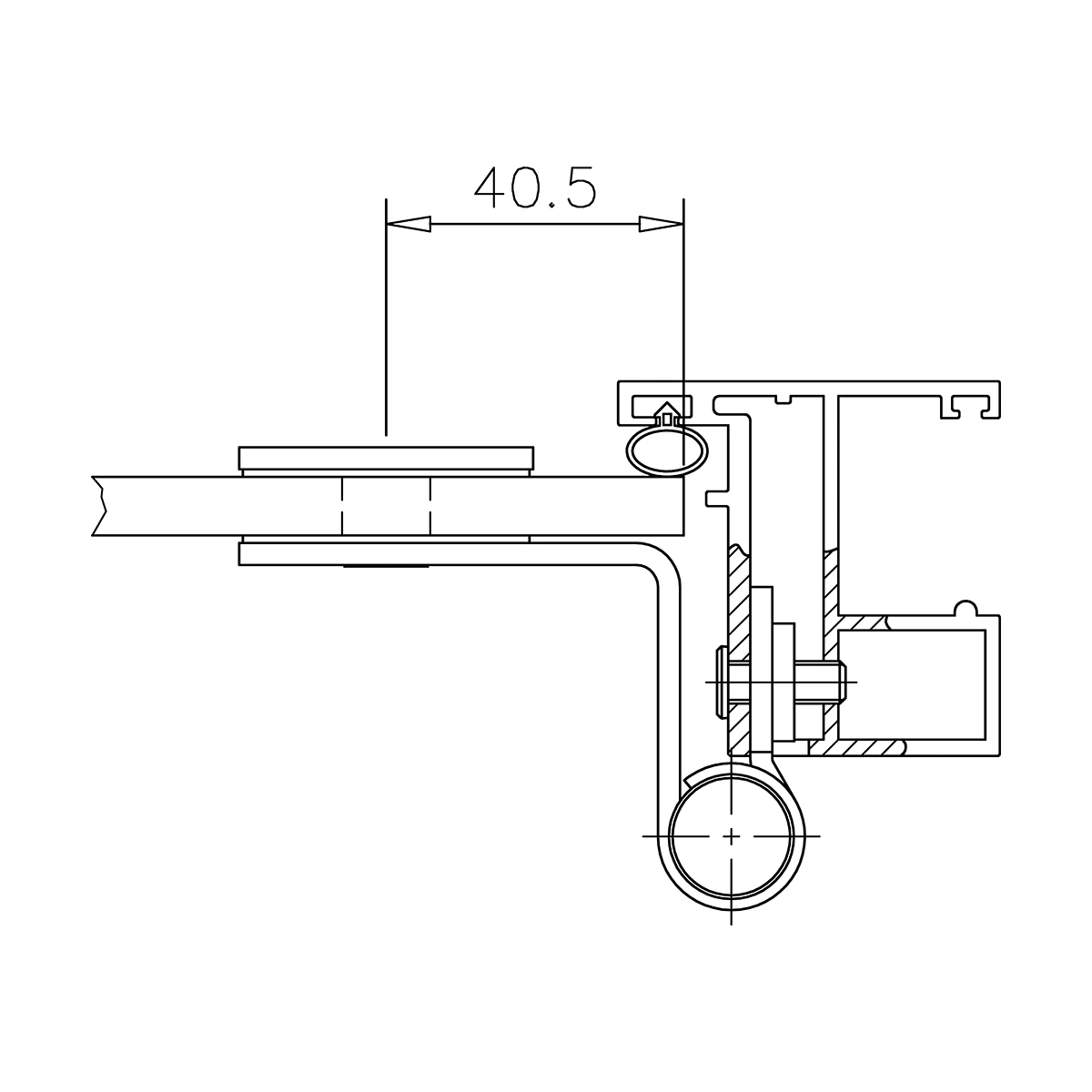 Glass door hinge for panel profile, adjustable, 452703000xx Glastürscharnier  für Zargenprofil, justierbar, 452703000xx