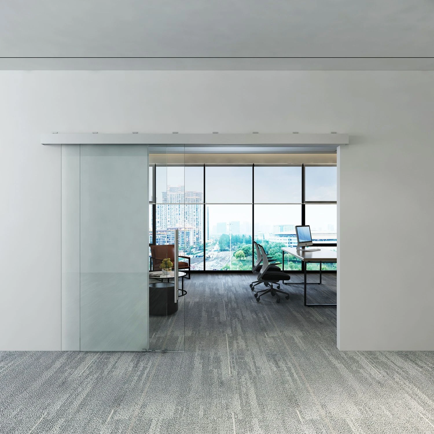 Telescopic sliding door, 2 rails, 2913x20x046 Teleskopisches Schiebetürsystem, 2-läufig, 2913x20x046
