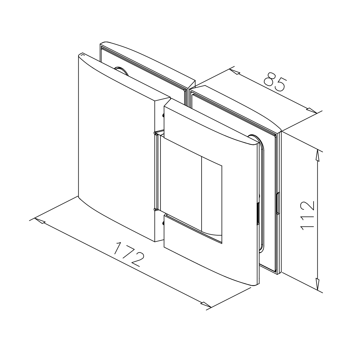 Glastürscharnier-Set, hydraulisch / selbstschließend, 77414612xxx