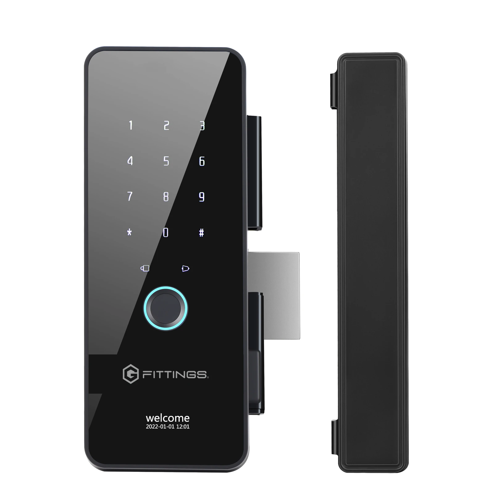 Electronic door lock for glass doors, 7751000100500 Elektronisches Türschloss für Glastüren, 7751000100500