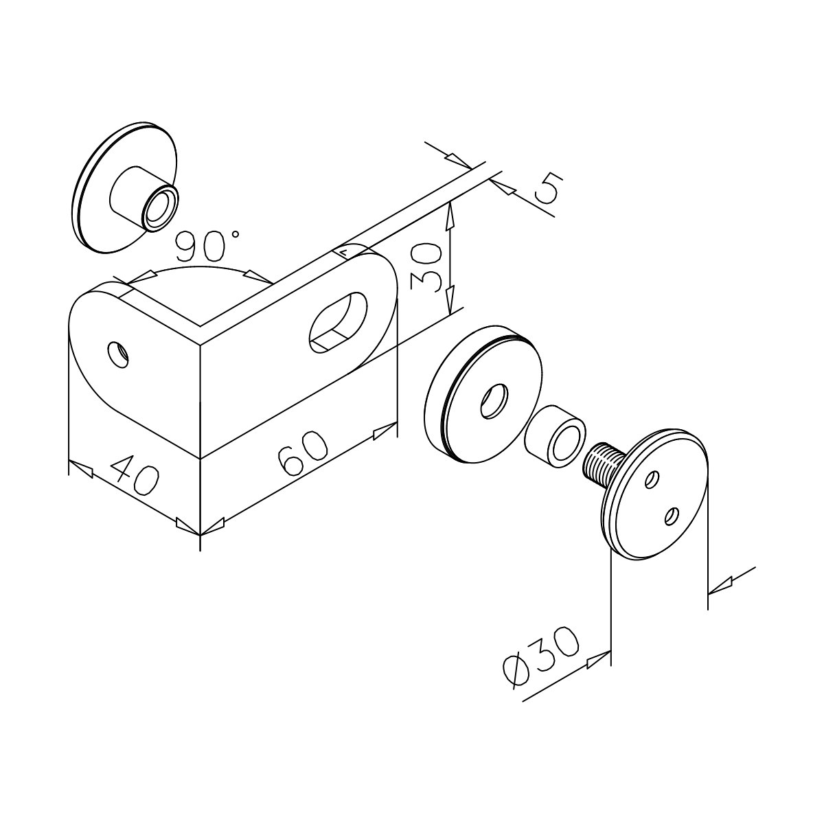 Punktverbinder Glas/Wand 90°, 7740020209012