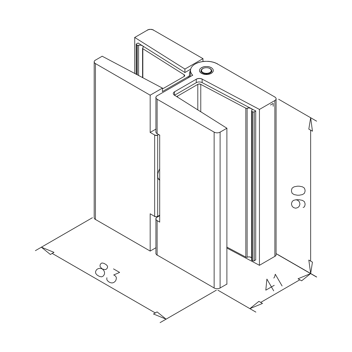 Glastürscharnier zum Klemmen, 77452301xxxxx