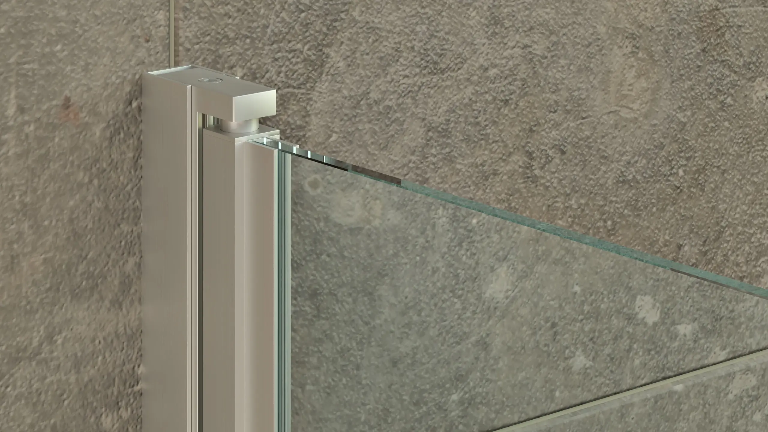 Badezimmer-Nischendusche-ANNA-Detail-Profil-silber-matt-eloxiert-G-Fittings Badezimmer-Nischendusche-ANNA-Detail-Profil-silber-matt-eloxiert