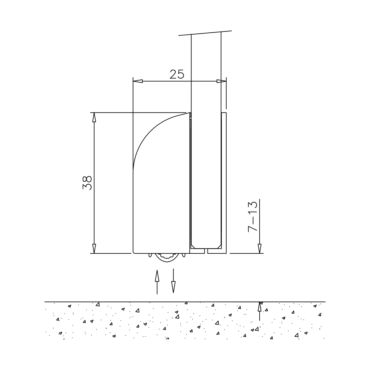 Drop-down seal for glass doors, self-adhesive, 77550300xxx-xx Absenkdichtung für Glastüren, selbstklebend, 77550300xxx-xx