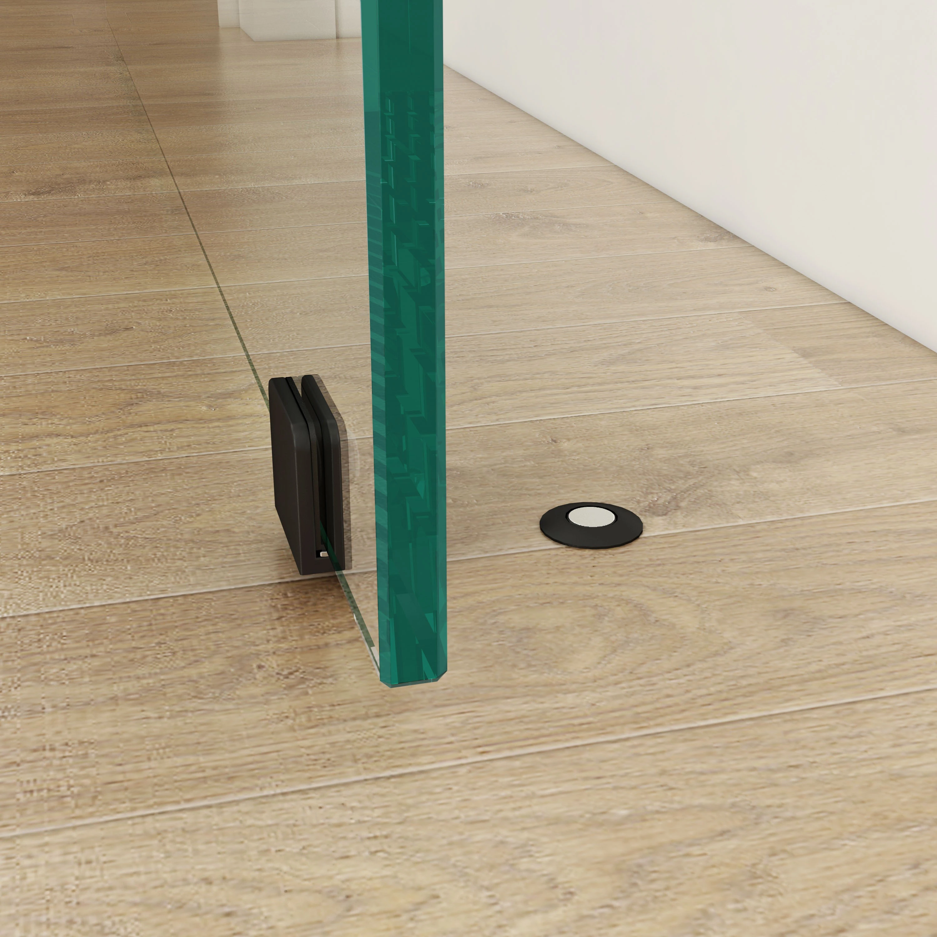 Magnetic invisible doorstop for glass doors, 450227000xx Magnetischer Türstopper für Glastür, 450227000xx