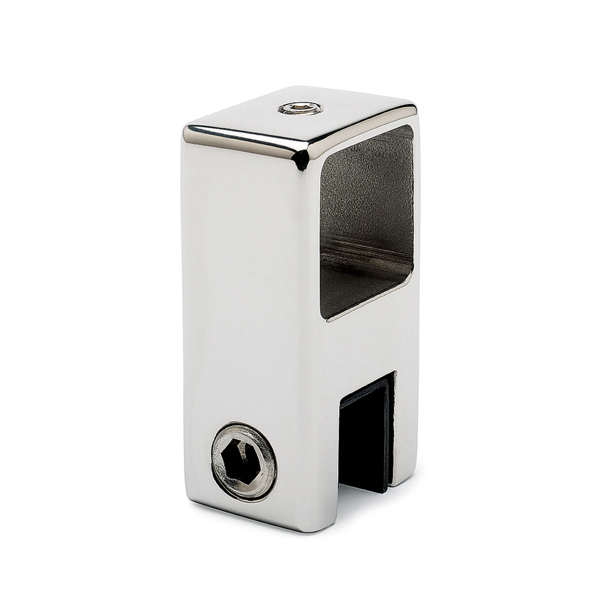 Glass holder open for square tube 20 x 20 mm, 400835420xx Glashalter offen für Vierkantrohr 20 x 20 mm, 400835420xx