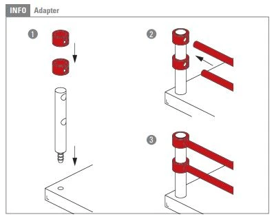 Adapter for elbow bracket 45 °, xx0693xxxxx Adapter für Eckstütze 45°, xx0693xxxxx